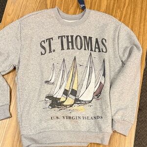 Hollister Gray "St. Thomas" Sailboat Graphic Sweatshirt